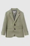 Reiss Apple Linen Single Breasted Blazer In Apple