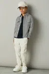 Reiss Blue Dogtooth Twill Overshirt In Blue