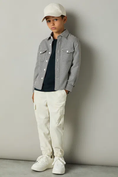 Reiss Blue Dogtooth Twill Overshirt