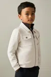 Reiss Cement Medina Interlock Jersey Zip-through Jacket In Cement