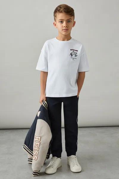 Reiss Kids' Off White Cotton Oversized Match Day T-shirt