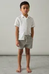 Reiss Sage/white 3-9 Yrs Seersucker Striped Swim Shorts In Sage/white