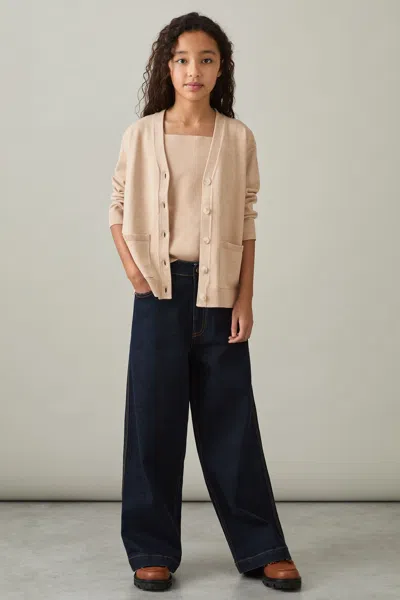 Reiss Camel Compact Knit Top And Cardigan Set