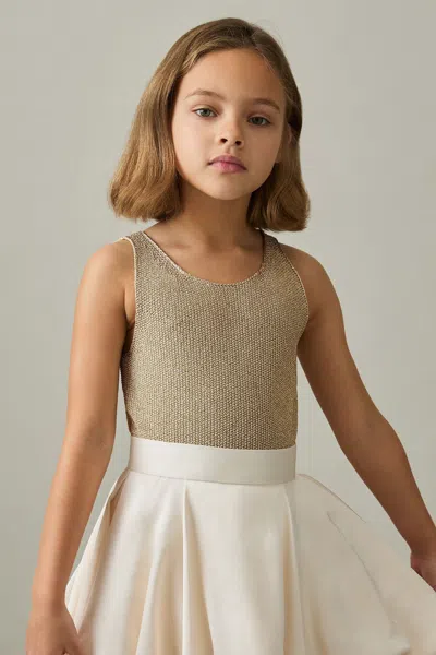 Reiss Gold Mika 4-9 Yrs Metallic-knit Vest Top