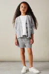 Reiss Grey Juni 4-9 Yrs Wool-blend Stripe-detail Cardigan With Cashmere In Grey