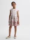 Reiss Kids' Pink And Green Print In White
