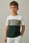Reiss Sage Multi Cotton Colour-block Piped T-shirt