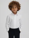 Reiss Remote - White Slim Fit Cotton Shirt, Uk 7-8 Yrs