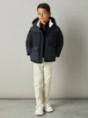 Reiss Navy Hooded Twill And Shell Puffer Jacket