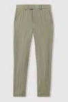 Reiss Apple Slim Fit Linen Adjustable Trousers In Apple