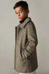 Reiss Brown Multi Wool-blend Shephards Check Coat In Brown Multi
