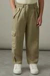 Reiss Khaki Lyocell Linen Cargo Trousers