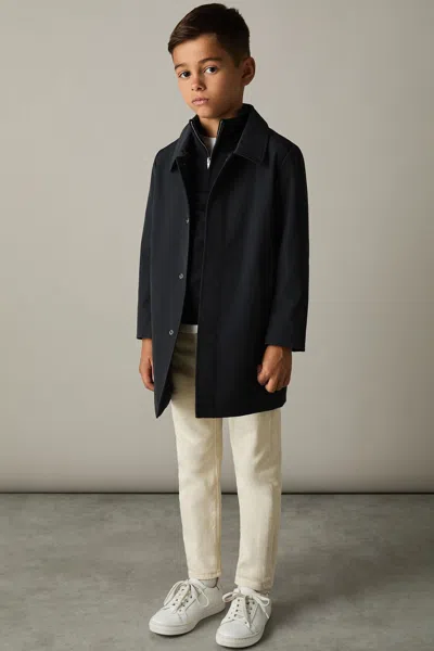Reiss Navy Logan 3-9 Yrs Gabardine Coat With Removable Gilet