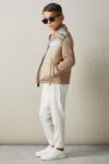 Reiss Oatmeal Melange Kingsway Hybrid Knit And Quilt Funnel Neck Jacket In Oatmeal Melange