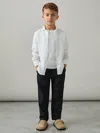 Reiss Navy Stripe Andros 3-9 Yrs Linen Blend Drawstring Trousers