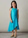 Reiss Blue 9-13 Yrs Satin Drape Tuck Midi Dress