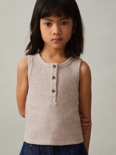 REISS MINK ERIN 4-9 YRS RIB-KNIT BUTTON-PLACKET VEST