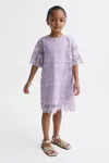 Reiss Lilac Susie 4-9 Yrs Lace T-shirt Dress In Lilac
