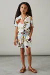 Reiss Multi Floral Print Drawstring Waist Shorts