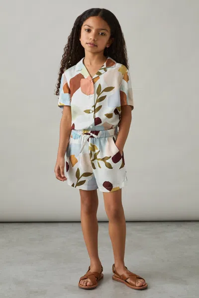 Reiss Multi Floral Print Drawstring Waist Shorts