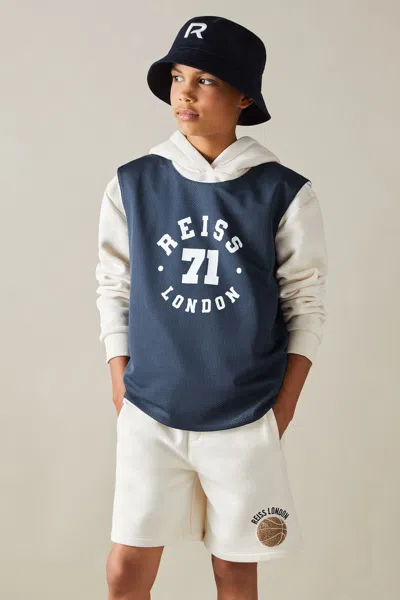 Reiss Navy/optic White Junior Airtex Reversible Vest