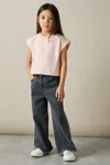 Reiss Pale Pink Cotton Jersey Cropped T-shirt