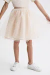Reiss Kids' Pale Pink 4-9 Yrs Sequin Midi Skirt