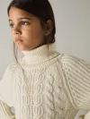 Reiss Cream 4-9 Yrs Wool-blend Cabled Jumper Dress In White