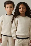 Reiss Ivory Marl Cotton-blend Sweatshirt And Joggers Set In Ivory Marl