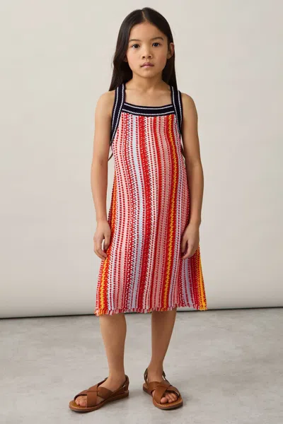 Reiss Multi Cotton Striped Knit Dress
