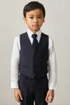 Reiss Navy Wool-blend Single-breasted Waistcoat In Navy