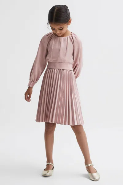 Reiss Pink Molly Junior Cropped Pleated Blouse