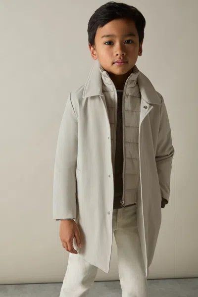 Reiss Stone Logan 3-9 Yrs Gabardine Coat With Removable Gilet