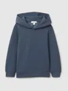 Reiss Ocean Blue Interlock Jersey Hoodie