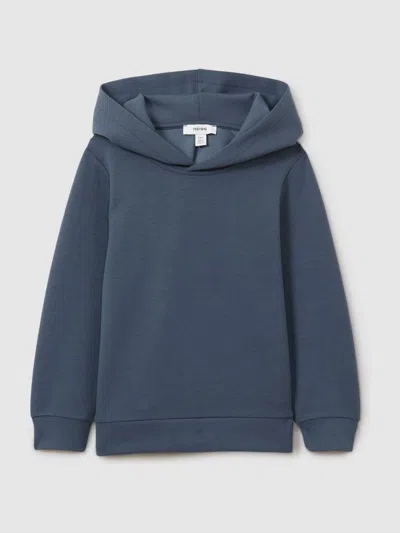 REISS DARK DIESEL BLUE FABIEN 3-9 YRS INTERLOCK JERSEY HOODIE