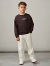 Reiss Chocolate Brown/off White 3-9 Yrs Cotton-blend Airlines-print Sweatshirt