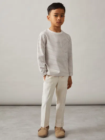 Reiss Off White/camel Kenny 4-9 Yrs Stretch-cotton Stripe T-shirt