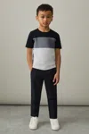 Reiss Airforce Blue Multi Cotton Colour-block Piped T-shirt