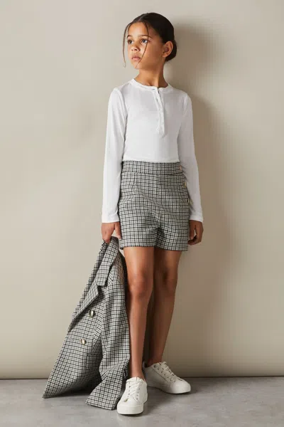 Reiss Black Charlie Checked Suit Shorts