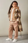 Reiss Brown 4-9 Yrs Checked Wool Blend Blindseam Coat
