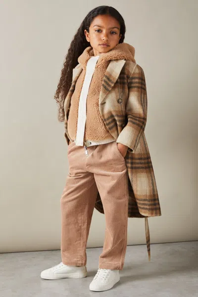 Reiss Brown 4-9 Yrs Checked Wool Blend Blindseam Coat