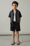 Reiss Navy/white 3-9 Yrs Stripe Cuban Collar Shirt