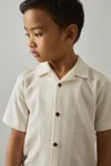 Reiss Off White Textured Cuban Collar Shirt In Off White