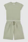 Reiss Sage Modal-blend Sweatshirt And Shorts Set
