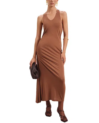 Reiss Aaliyah Side Ruched Jersey Dress In Brown