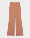 Reiss Womens Abbey Flared-leg High-rise Stretch-woven Trousers Tan