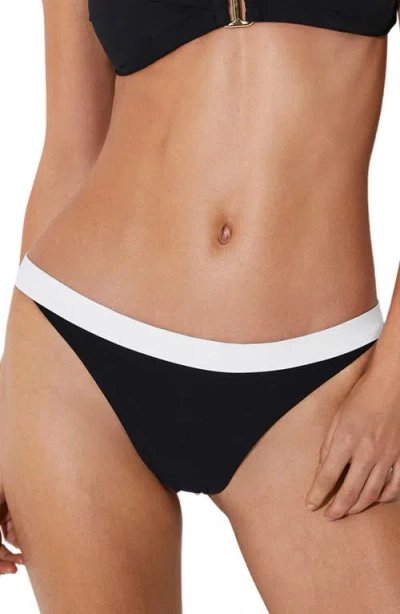 Reiss Womens Black Ivory Abby Colour-block Stretch-woven Bikini Bottoms