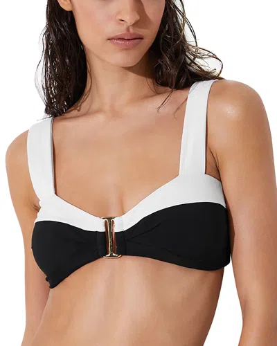 Reiss Abby Color Blocked Bikini Top In Black
