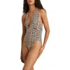 Reiss Abi Plunge Halter One-piece Swimsuit In Pattern