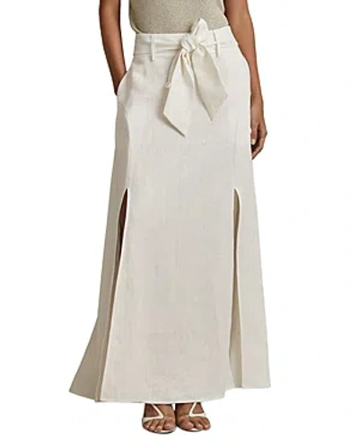 Reiss Abigail - White High Rise Linen Maxi Skirt, Us 8